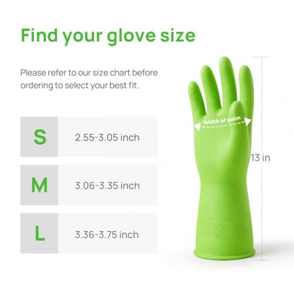 Nitrile Rubber Cleaning Gloves, 3 pairs of reusable kitchen gloves, ideal for dishwashing and household cleaning - size: Medium
