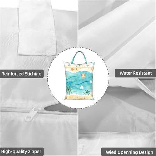 Beach Travel Laundry Bag Washable Dirty Clothes Bag for Gym - color: Beach 2