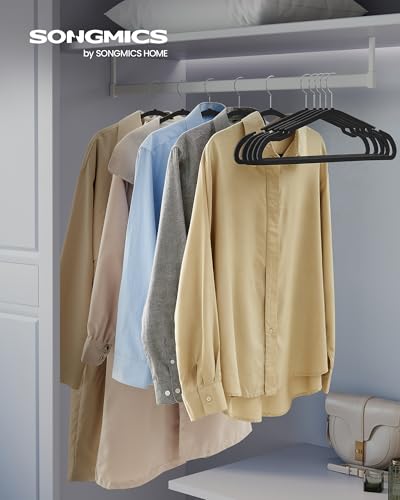 SONGMICS Plastic Hangers 50 Pack, Space-Saving Coat Hangers, 16.4 Inches - color: Ink Black