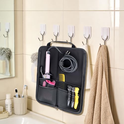 WK IEASON Hair Tool Travel Bag with Heat Resistant Mat for Hair Tools - color: Black check