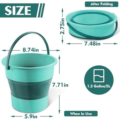 Collapsible Bucket 1.3 Gallon/5L Small Capacity Foldable Cleaning Buckets - color: Small Green