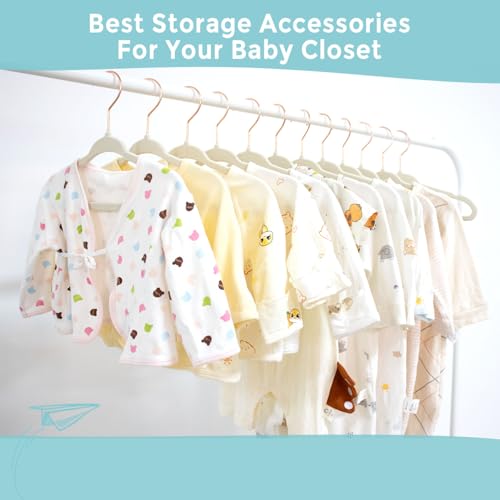 Tonswachic 50-Pack 11 Inch Baby Closet Hangers with 10 Clips - Soft Velvet Non-Slip Hangers for Infant & Toddler Clothes (Beige) - color: Beige, size: 50 Pack