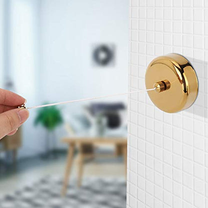 Retractable Clothesline, 304 Stainless Steel Heavy Duty Shower Clotheslines, 2.8m Nylon Wall Mounted Telescopic Washing Line with Screws Nuts, Bathroom Clothesline, Gold