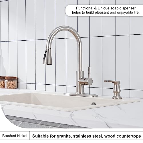 GAGALIFE Kitchen Sink Soap Dispenser Brushed Nickel, G0086BN-G - color: Brushed Nickel, size: with Hose