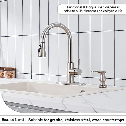 GAGALIFE Kitchen Sink Soap Dispenser Brushed Nickel, G0086BN-G - color: Brushed Nickel, size: with Hose
