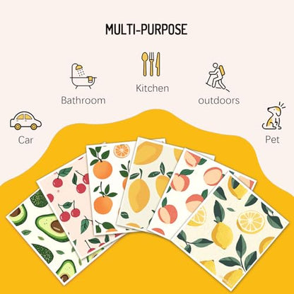 Swedish Dishcloths for Kitchen 6 Pack, Reusable Paper Towels Super Absorbent, Biodegradable Quick Drying Washable Dish Cloths Dishwasher Safe, Perfect as Hostess or Housewarming Gifts (Fruit) - color: Fruit Theme