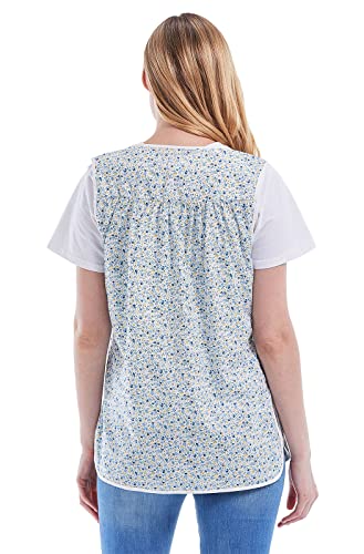 Nanxson Cobbler Apron for Women with Pockets,Cotton Smock with Buttons - color: Blueflower, size: Large