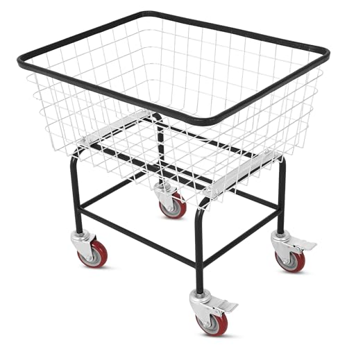 Rolling Laundry Cart with Wheels Holds 4 Washer Loads, Durable Steel - size: 4 Washer Loads