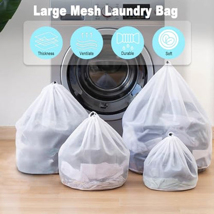 Mesh Laundry Bags with Adjustable Single Shoulder Straps Sturdy Nylon Material Laundry Liners with Drawstring Closure for College, Dorm and Apartment(4PCS-M,L,XL,XXL) - size: Delicate(4pcs-M,L,XL,XXL)