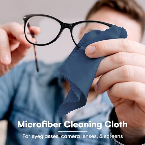 Care Touch Microfiber Glasses Cleaning Cloth 12 Pack (Navy) - color: Navy, size: 12 Count