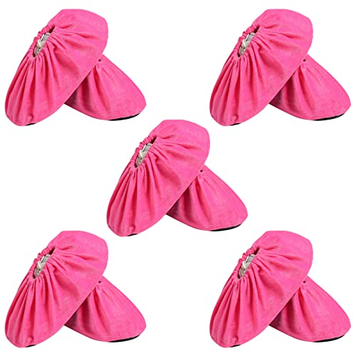 5 Pairs Reusable Shoe Covers, Non Slip Shoe Protectors Covers, Universal Soft Washable Thickened Foot Boot Shoe Covers for Indoors Home Laboratory (Pink) - color: Pink