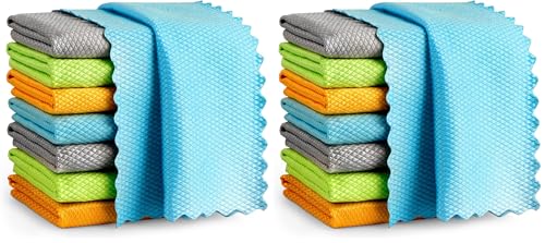 AIDEA Microfiber Glass Cleaning Cloth, 8PK, Premium Microfiber Glass and Window Cleaner, Lint Free Magic Cleaning Cloths for Glass, Windows, Windshields, Mirrors, Stainless Steel, 12"x12" (Pack of 2) - color: Multicolor, size: 12"×12" (Pack of 2)