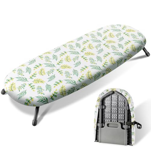 SheeChung Small Ironing Board 12"x32",Foldable Tabletop Ironing Board - style: Yellow Leaf-32x12