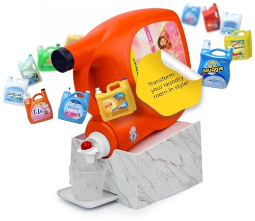 Skywin Liquid Laundry Detergent Dispenser Holder with Drip Tray - 1 Pack - color: Marble