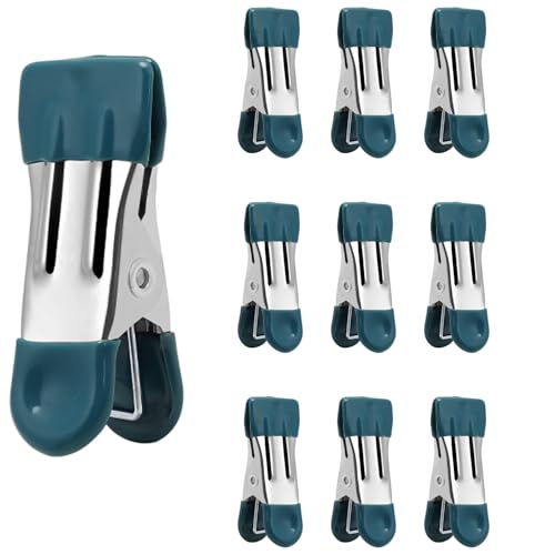 Clothes Hangers Heavy Duty 15Pack, 2.17 Inch Metal Clips, Clothespins for Photo Drying Clothesline Laundry Sock, Bag Clips for Food Kitchen Stainless Steel with Rubber SGREEN