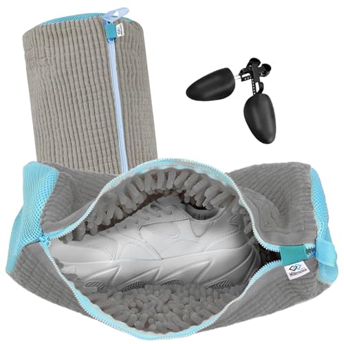 Shoe Washing Machine Bag – Clean & Protect Every Pair, Sneaker Laundry Bag with Reinforced Zipper for Front & Top Load Washers - color: GREY