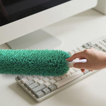 Microfiber Duster with Handle and Washable Duster Head, Dusters for Cleaning,Green, Reusable Cleaning Tool,2PCS
