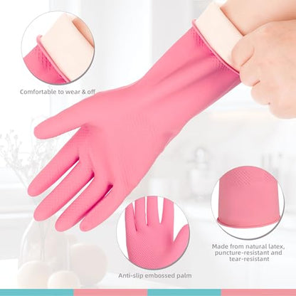Xgunion Rubber Cleaning Gloves 5 Pairs Reusable Dishwashing (Small) - size: Small