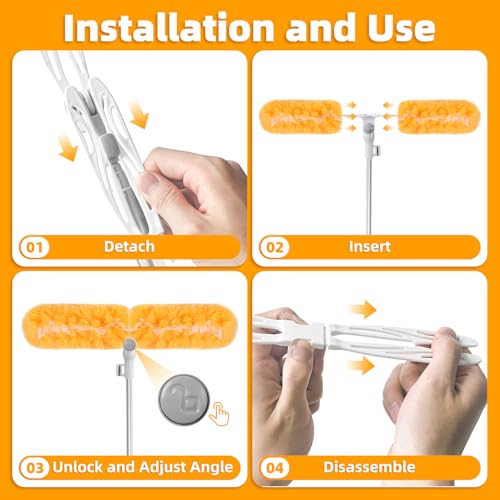 6 ft Extendable Duster Kit with 20 Refills for Swiffer Duster - color: 20 Orange Refills + Extended Handle