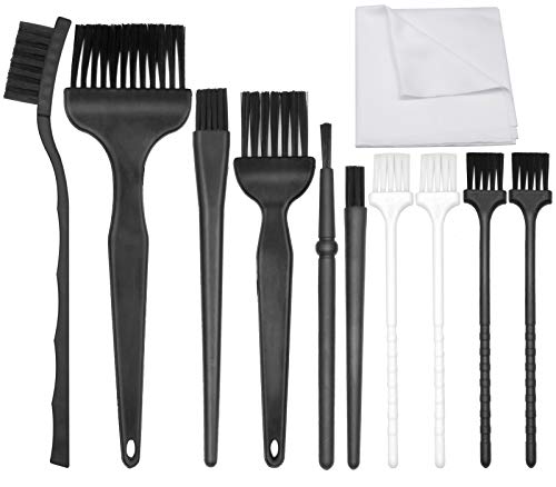 11 in 1 Anti Static Brushes Set with Microfiber Cleaning Cloth, Small Portable Plastic Handle Nylon Cleaning Brush Kit for Computer PC Keyboard Laptop Screen Electronics Camera Lens Phone Car