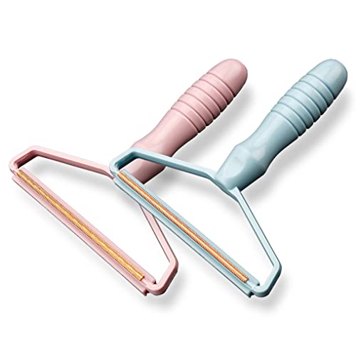 2 Pack Portable Lint Remover, Manual Fabric Shaver, Reusable Pet Hair Remover for Carpet, Clothing, Furniture, Couch Blue Pink 2pcs - color: Blue Pink 2pcs