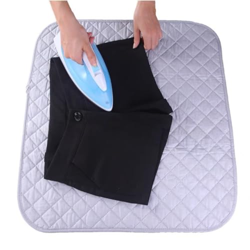 Portable Silver Coated Ironing Pad,31.5 x 18.9 Inch Thick Cotton Heat Resistant Ironing Mat,Non-Slip Quilted Ironing Board Cover for Laundry Room Travel & Home