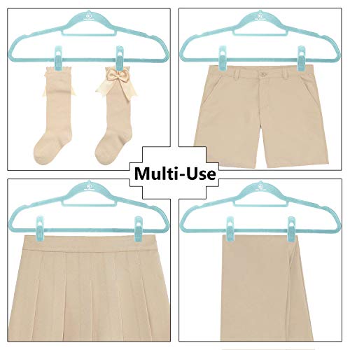 Velvet Hanger Clips, 20 Pack Hanger Clips for Velvet Hangers, Durable Material Velvet Pant Hangers, Clips for Hangers for Baby, Baby Hanger Clips, Skirt Hangers. Blue (Aqua) - color: Blue