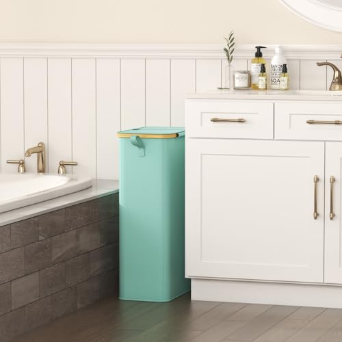 Lifewit 75L Slim Laundry Hamper with Lid and Removable Bag, Sage Green - color: Sage Green, size: 75L