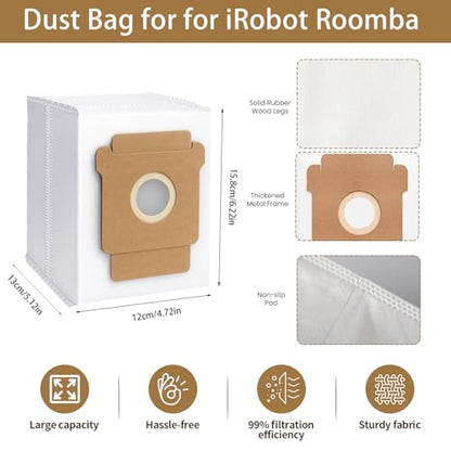 12-pack of 2.8L disposable dust bags replacement Parts for Roomba 2 Essential Vac Q0520, Roomba105,104/105 Combo,Plus 405/505/504 Combo,Y0140,Y0110,Q0120,Q011,Max 705 Robot Vacuum Cleaner
