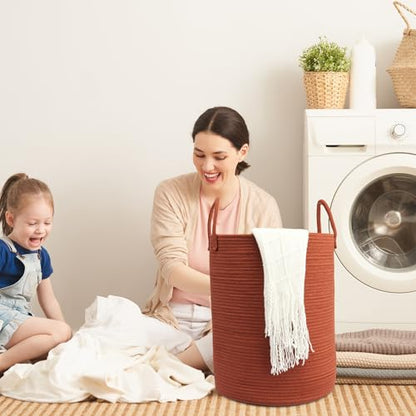 Woven Cotton Rope Laundry Basket, 15" x 20" Laundry Hamper, Rustic - color: rustic, size: Regular