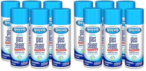 Sprayway Glass Cleaner Foaming Aerosol Spray, 15oz, Streakless, Fast-Acting | Cleans & Polishes Glass Surfaces | Fresh Scent, Removes Fingerprints, Dust, Dirt, Smoke Film,6 Count(Pack of 2) - size: 15 Ounce (Pack of 2)