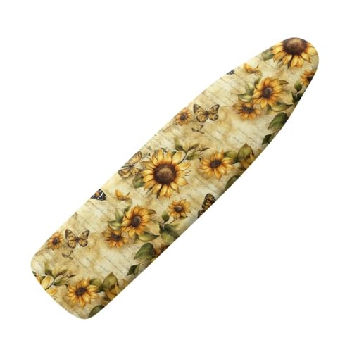 Butterfly Sunflower Ironing Board Covers with Elastic Edge Scorch & Stain Resistant Iron Pad for Table Top Ironing Accessories - color: Butterfly Sunflower