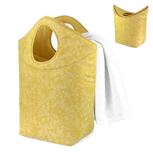 18x17x9.5" Laundry Hamper, Waterproof Fabric Small Laundry Tote - color: Earth Texture Yellow, size: 17"L x 9.5"W x 18"H