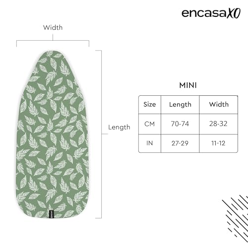 Encasa XO Ironing Board Cover and Pad, Thick Felt 28"x12" - color: Big Leaves Green, size: Mini (28"x12")
