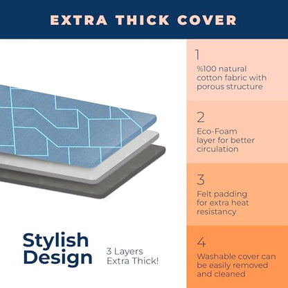 Ironing Board, Compact and Space Saver Foldable Iron Board, Safety Ironing with Park Zone and 3 Layers Extra Thick Cover, Adjustable Height, Easy Storage with Smart Hanger and Lightweight Design - color: Blue, size: 13"x43"