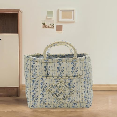 Boho Fabric Storage Basket, Large Capacity Laundry Basket, 12.2'' x 10.23'' x 10.23'' Collapsible Laundry Hamper with Easy Carry Handles (B Multi-Color 5, L) - color: B Multi-Color 5