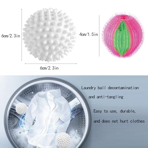 6Pcs Reusable Dryer Balls and 4pcs PeT Hair Remover Laundry Dryer Ball Set, Prevent Entanglement Laundry Balls for Laundry Room Washer