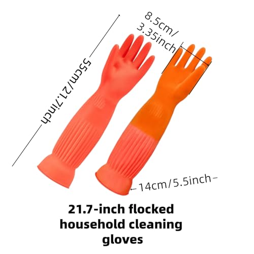 Long Plush Rubber Household Red Cleaning Gloves