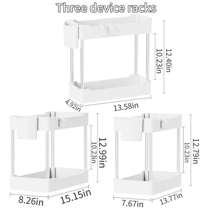 3 Pack Under Sink Organizer Bathroom and Storage Cabinet (White) - color: White