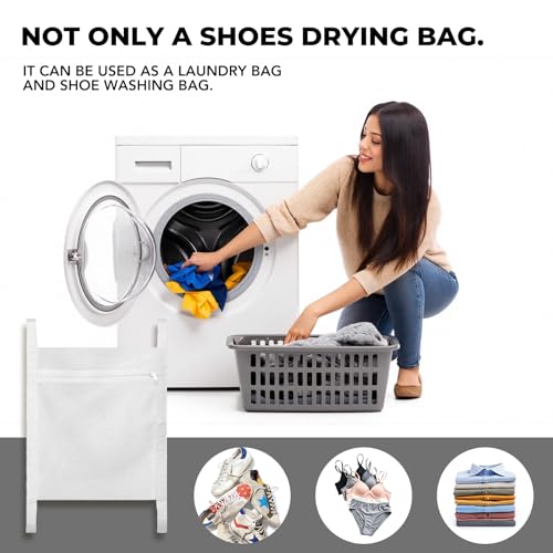 Shoe Dryer Bag, Mingting Large Wash Dry Net Bag 15.7x15.7 Inch for Sneaker Shoes Laundry Dryer Bags with Zipper and Strap for Most Dryers Door,White(1 Pack) - style: 1 Pack Shoe Dryer Bag