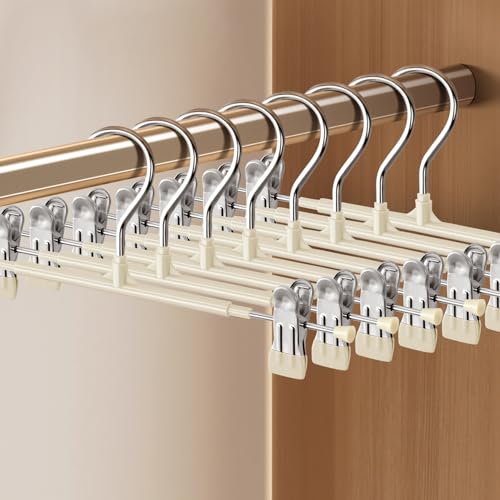 12 Inch Pants Hangers with Clips 20 Pack Skirt Hangers,Metal,Lvory - color: Lvory, size: 12Inch