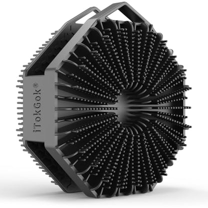 iTokGoK® Premium Silver-Infused Dual-Sided Design 2-in-1 Silicone Body Scrubber for Shower,Body Brush Buffer Scrubber for Men and Women for All Skin, Ergonomic No-Slip Handle, Easy to Clean - Black - color: Black