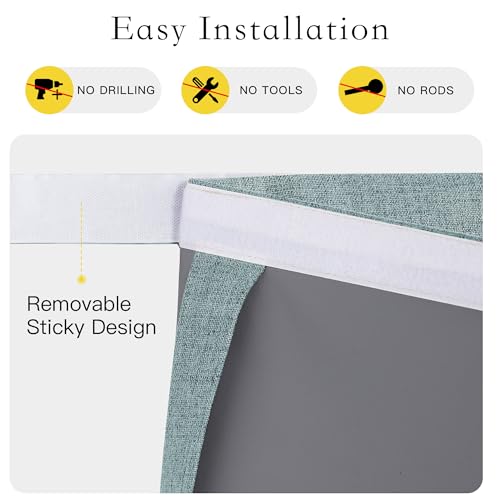 NICETOWN 100% Blackout Linen French Door Curtain, Skylark Blue, 1 Panel - color: Skylark Blue, size: 26"W x 72"L (Pack of 1)