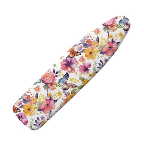 Flower Ironing Board Cover Stain Resistant Over The Door Ironing Board Cover with Elastic Edge Standard Size 15x54 inch and Thick Padding - color: Flower