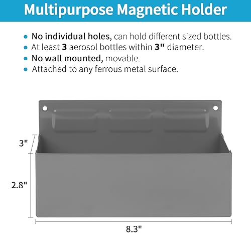 Magnetic Aerosol Spray Can Holder, Magnet Toolbox Bottle Holder, Tool Box Storage Rack for Garage and Home, Craft Workspace, Mechanic Paint Bottle Can Organizer, Silver, 3"x8.3" - color: Silver Grey