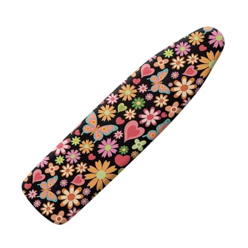 Butterfly Hippie Flower Ironing Board Cover, Iron Board Cover Non-Slip Thick Ironing Board Protective Guard Stretchy Cover, 54" x 15" - color: Butterfly Hippie Flower