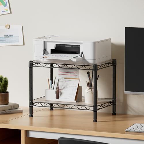 SINGAYE Small Shelves Kitchen Storage Shelf Wire Shelving Metal Adjustable - color: Black, size: 2 Tier 11.6"Dx17.6"Wx12"H