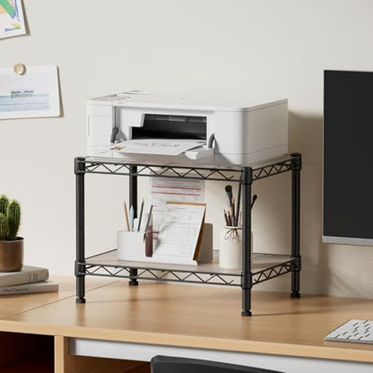 SINGAYE Small Shelves Kitchen Storage Shelf Wire Shelving Metal Adjustable - color: Black, size: 2 Tier 11.6"Dx17.6"Wx12"H