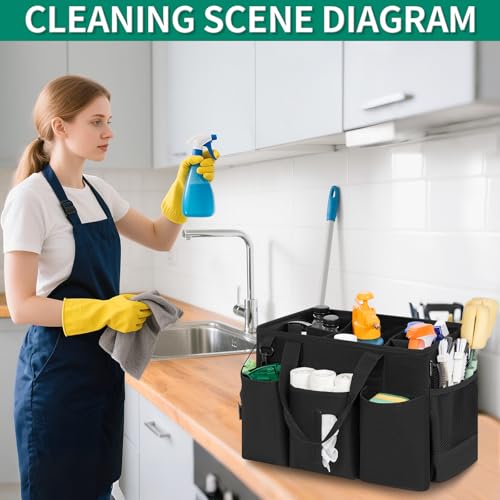 IBVIVIC Wearable Cleaning Caddy Bag for Cleaning Supplies, Black - color: Black