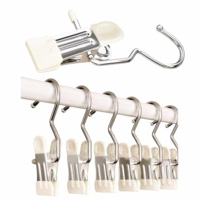 10/30/50Pcs Space-Saving Clothespin, Upgrade Double Head Clamp Dipped Hanger for Closet Hooks Garment Clip Hat Pants Storage Hanging Travel Hook (White, 50PCS) - size: 50PCS
